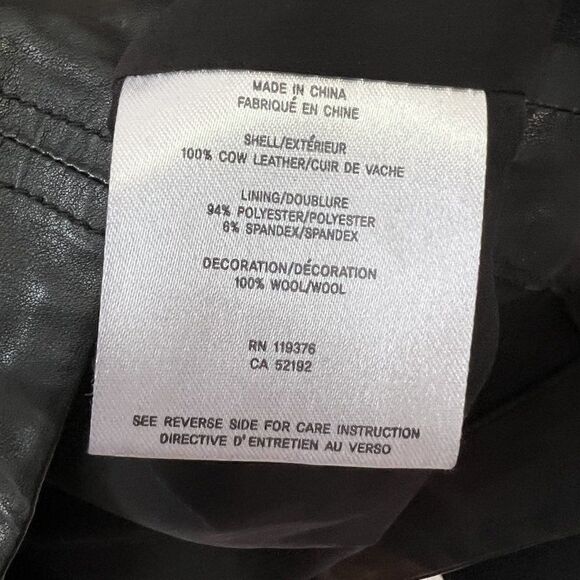 Helmut Lang Black Genuine Leather Long Sleeve V-Neck Top - Picture 8 of 9